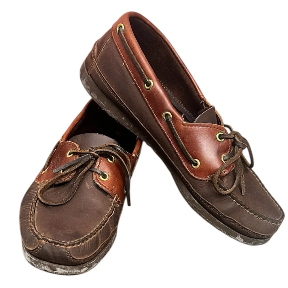 Dexter Navigator Leather Boat Shoes Mens 9 Brown Deck Shoes Preppy Coastal
